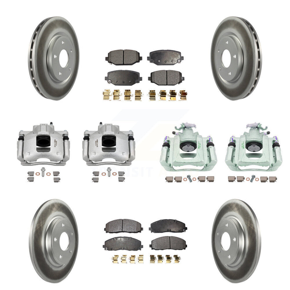 Front Rear Disc Brake Caliper Coated Rotors And Semi-Metallic Pad Kit (10Pc) For Ram C/V KCG-100887P