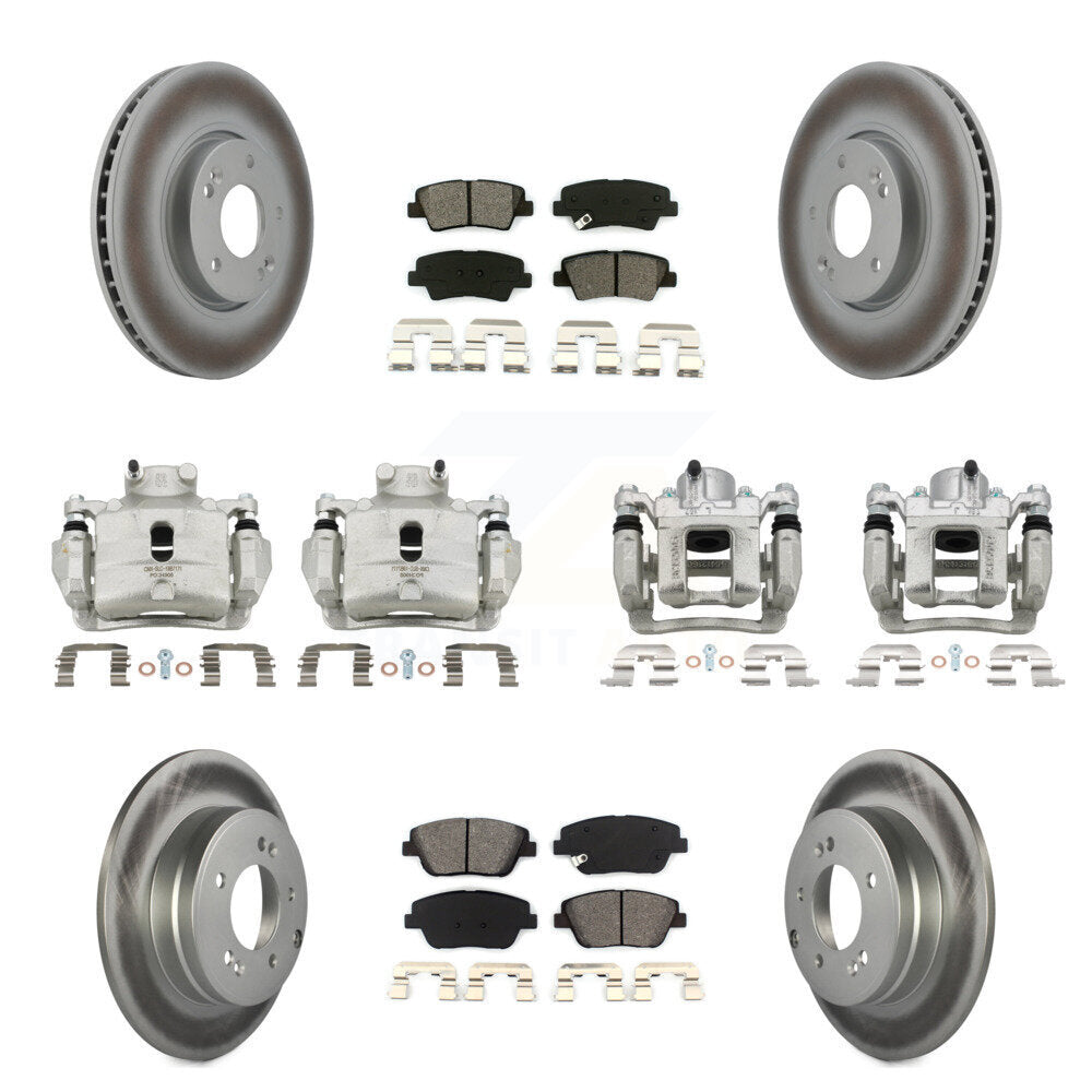Front Rear Brake Caliper Coat Rotor Semi-Metallic Pad Kit (10Pc) For Hyundai Sonata 2.0L KCG-100887S