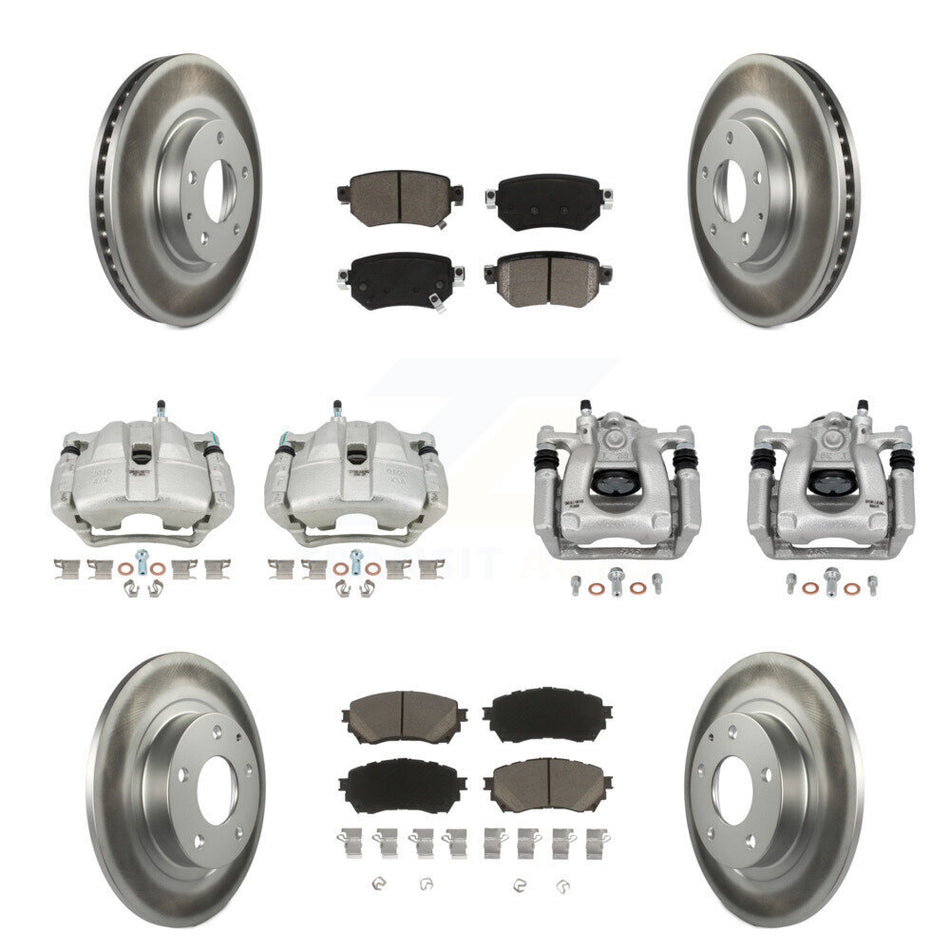 Front Rear Disc Brake Caliper Coated Rotors And Ceramic Pads Kit (10Pc) For Mazda 6 KCG-100888C