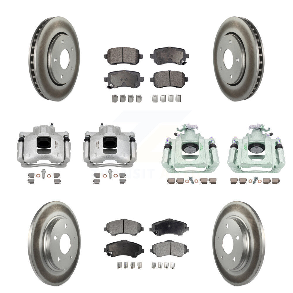 Front Rear Brake Caliper Coat Rotor Semi-Metallic Pad Kit (10Pc) For Dodge Grand Caravan KCG-100888P