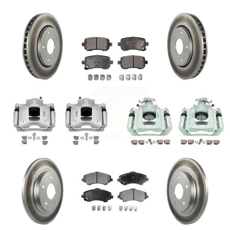 Front Rear Brake Caliper Coat Rotor Semi-Metallic Pad Kit (10Pc) For Dodge Grand Caravan KCG-100888P