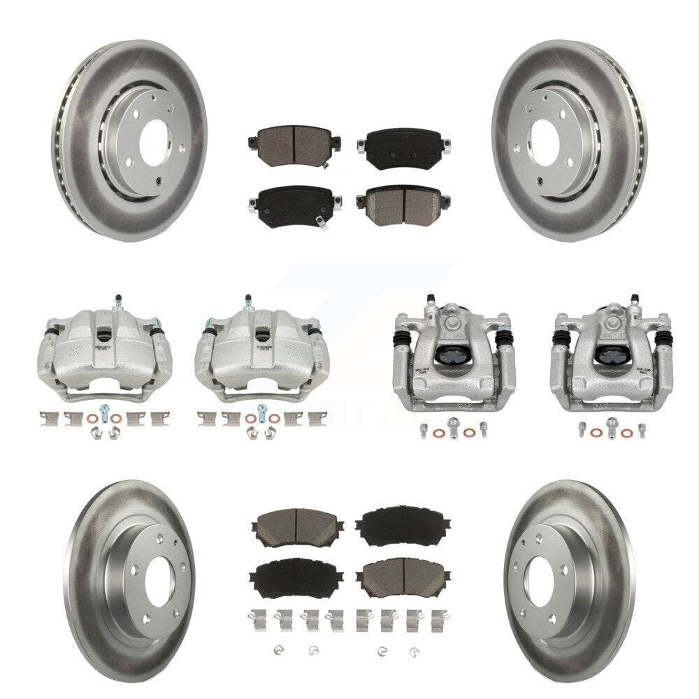 Front Rear Disc Brake Caliper Coated Rotors And Ceramic Pads Kit (10Pc) For Mazda 6 KCG-100889C