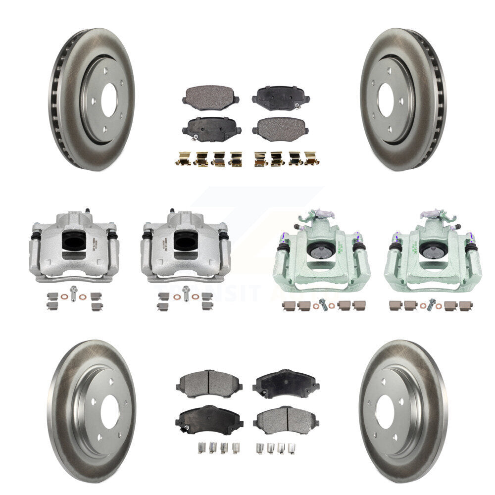 Front Rear Disc Brake Caliper Coated Rotors And Semi-Metallic Pad Kit (10Pc) For Ram C/V KCG-100889P