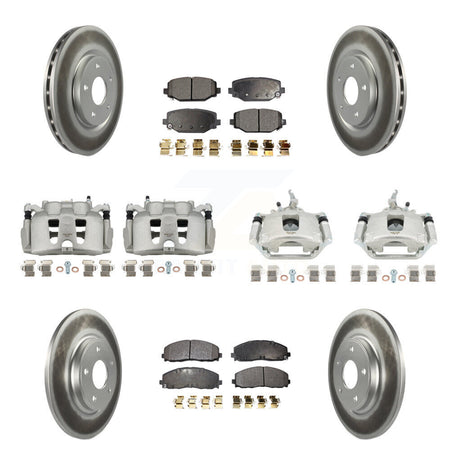 Front Rear Brake Caliper Coat Rotor Semi-Metallic Pad Kit (10Pc) For 14-20 Dodge Journey KCG-100890P