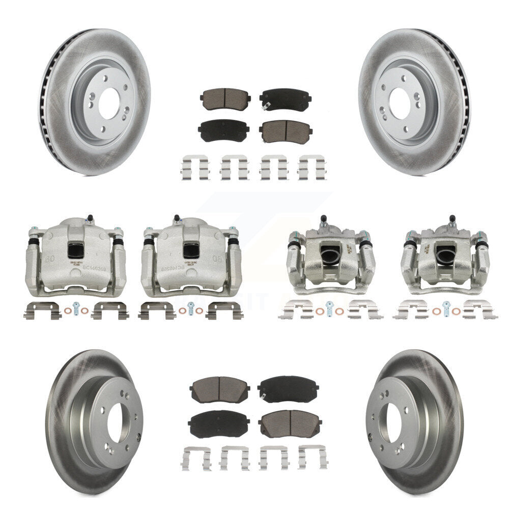Front Rear Disc Brake Caliper Coated Rotor And Ceramic Pad Kit (10Pc) For Hyundai Tucson KCG-100891C
