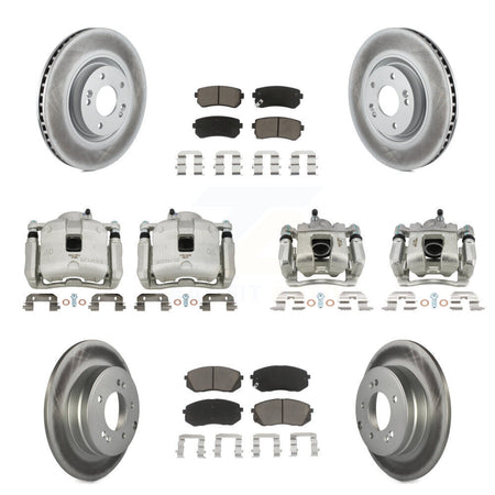 Front Rear Disc Brake Caliper Coated Rotor And Ceramic Pad Kit (10Pc) For Hyundai Tucson KCG-100891C