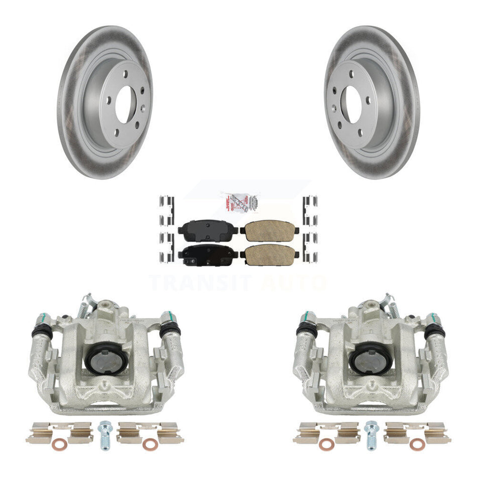 Rear Disc Brake Caliper Coated Rotors And Ceramic Pads Kit For 2013 Chevrolet Cruze LT LTZ With 292mm Diameter Rotor KCG-100891N by Transit Auto