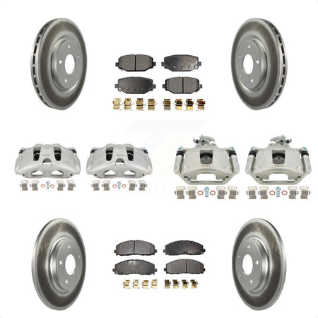 Front Rear Disc Brake Caliper Coated Rotors And Semi-Metallic Pads Kit (10Pc) For Dodge Grand Caravan KCG-100891P by Transit Auto