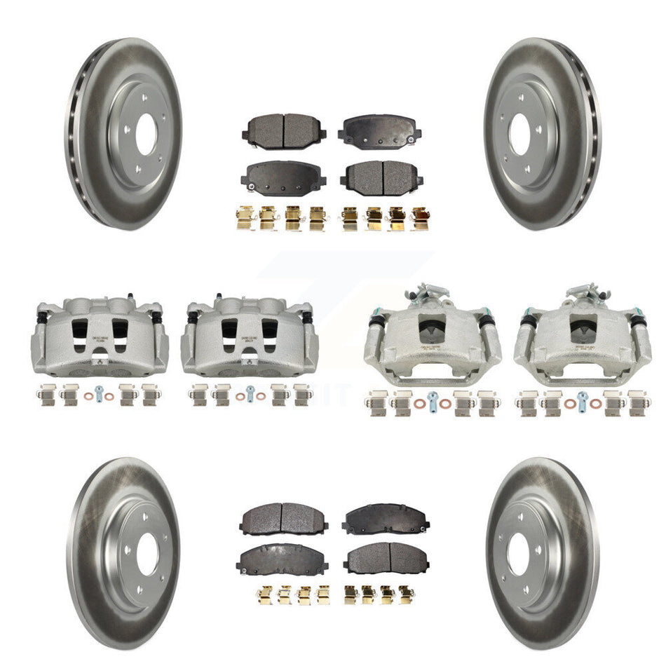 Front Rear Disc Brake Caliper Coated Rotors And Semi-Metallic Pads Kit (10Pc) For Dodge Grand Caravan KCG-100891P