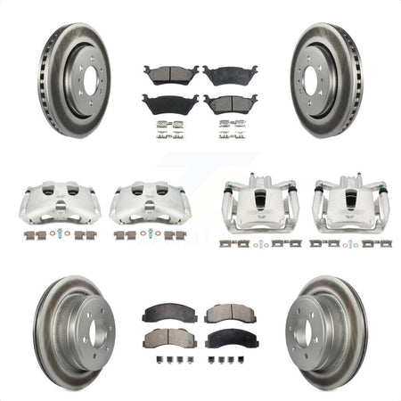 Front Rear Disc Brake Caliper Coated Rotors And Ceramic Pads Kit (10Pc) For Ford F-150 KCG-100892T by Transit Auto