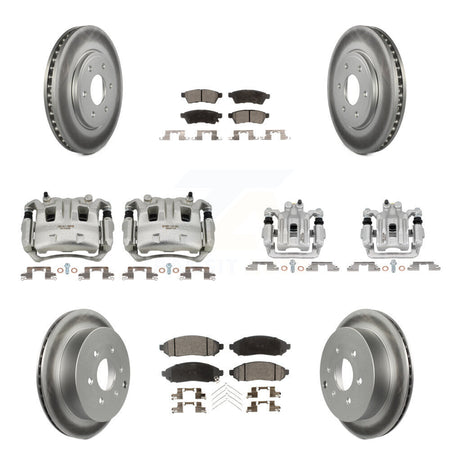 Front Rear Brake Caliper Coat Rotor And Semi-Metallic Pad Kit (10Pc) For Nissan Frontier KCG-100893P