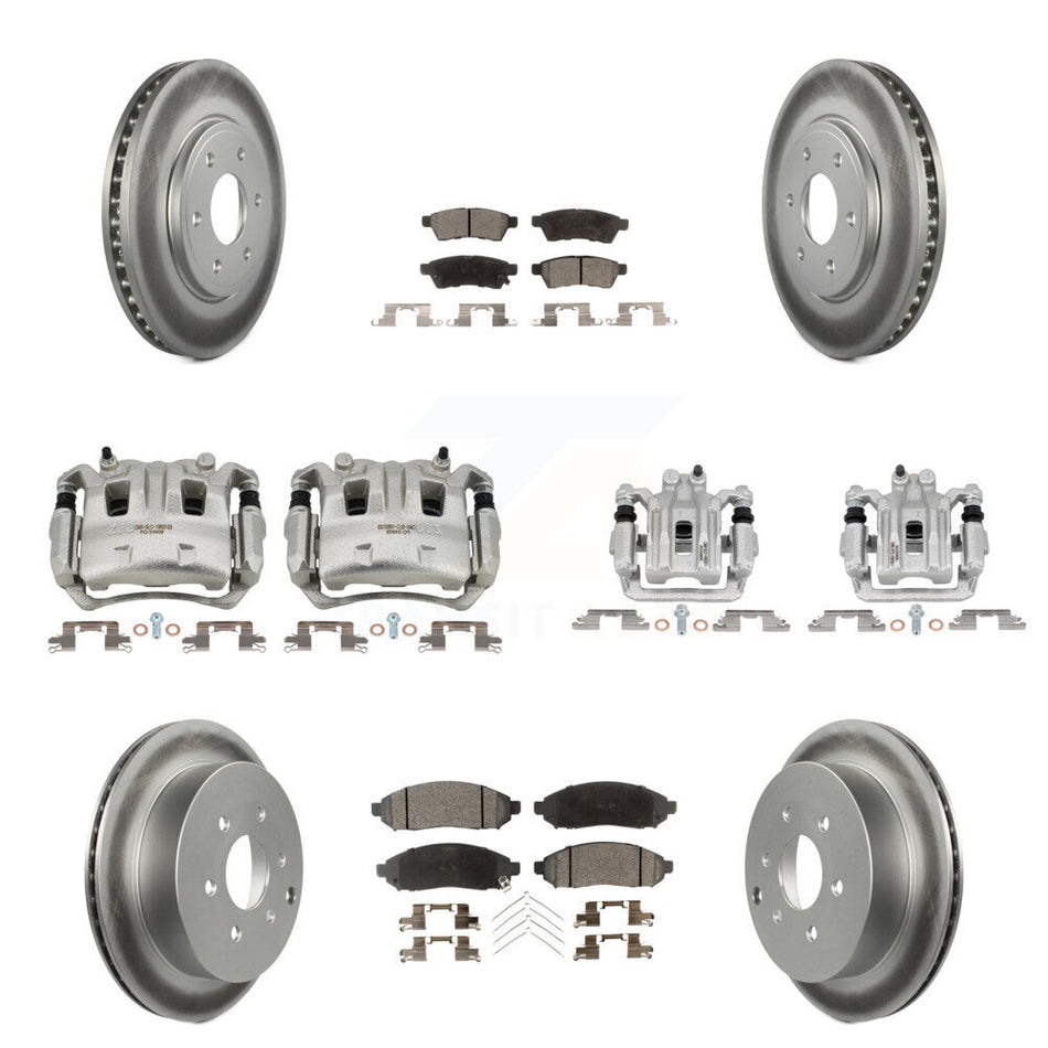 Front Rear Brake Caliper Coat Rotor And Semi-Metallic Pad Kit (10Pc) For Nissan Frontier KCG-100893P