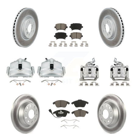 Front Rear Brake Caliper Coat Rotor & Ceramic Pad Kit (10Pc) For 2012 Volkswagen CC 2.0L KCG-100894C