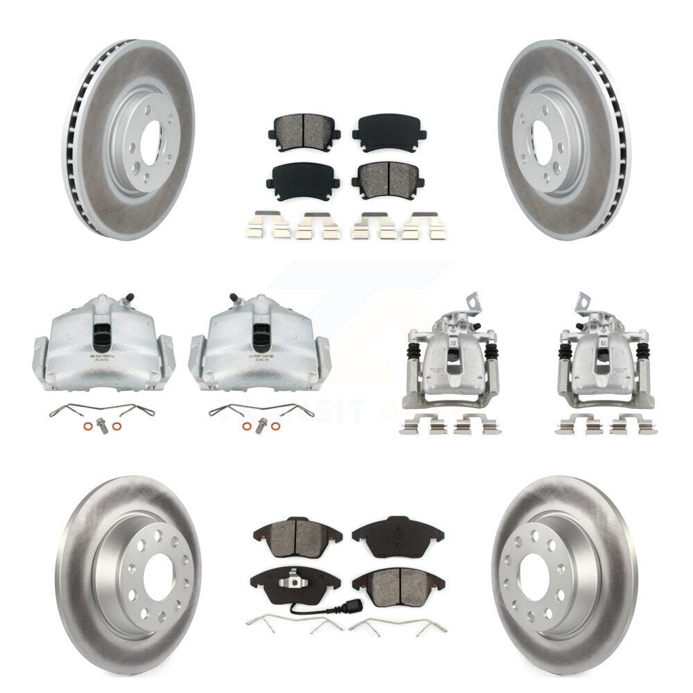 Front Rear Brake Caliper Coat Rotors Semi-Metallic Pad Kit (10Pc) For Volkswagen CC 2.0L KCG-100894S