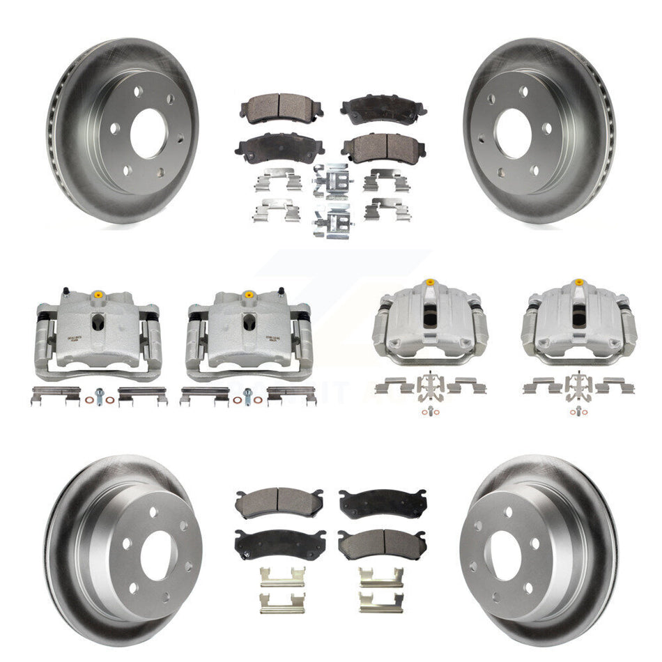 Front Rear Brake Caliper Coat Rotor & Ceramic Pad Kit (10Pc) For Chevrolet GMC Silverado KCG-100894T
