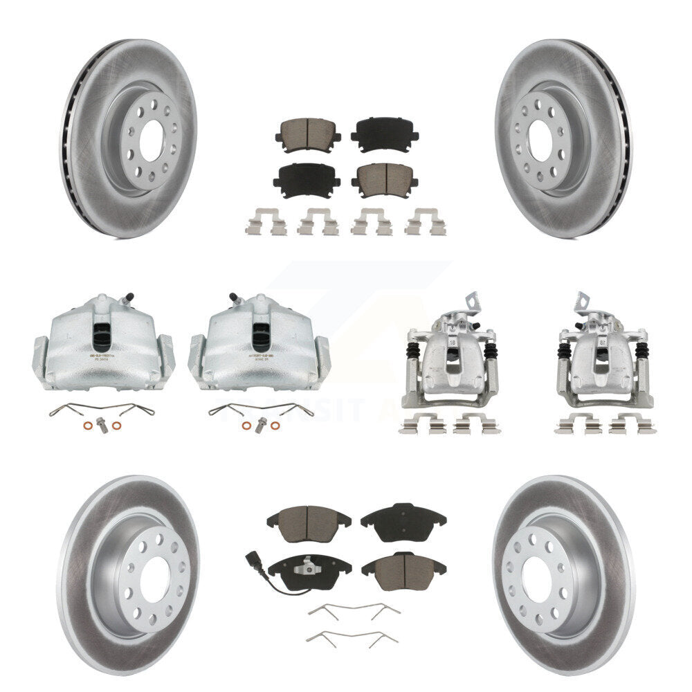 Front Rear Brake Caliper Coat Rotor Ceramic Pad Kit (10Pc) For 08 Volkswagen Passat 2.0L KCG-100895C