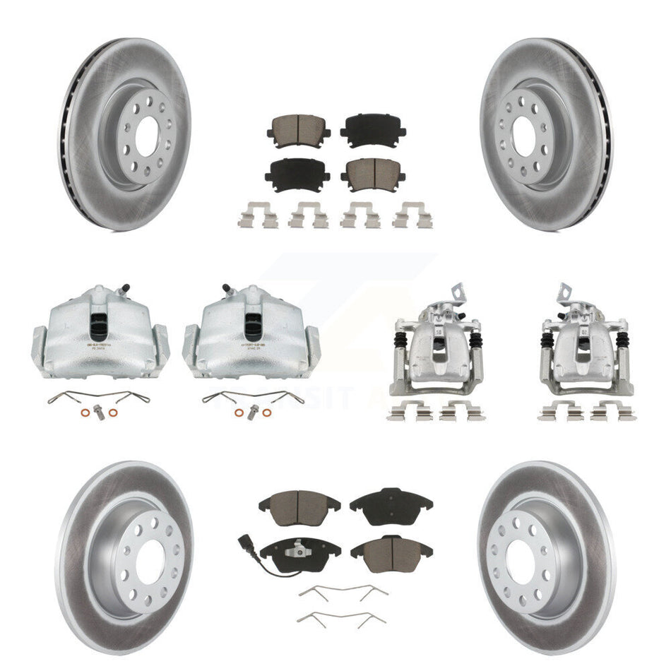 Front Rear Brake Caliper Coat Rotor Ceramic Pad Kit (10Pc) For 08 Volkswagen Passat 2.0L KCG-100895C