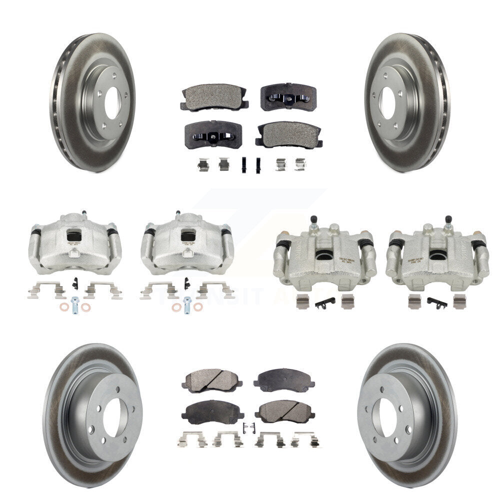 Front Rear Brake Caliper Coat Rotors Semi-Metallic Pad Kit (10Pc) For Jeep Patriot Dodge KCG-100895P