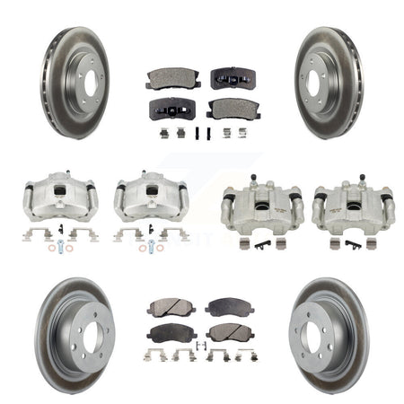 Front Rear Brake Caliper Coat Rotors Semi-Metallic Pad Kit (10Pc) For Jeep Patriot Dodge KCG-100895P