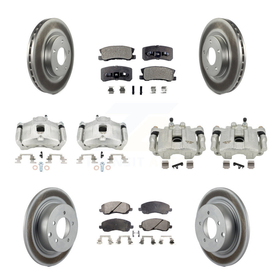 Front Rear Brake Caliper Coat Rotors Semi-Metallic Pad Kit (10Pc) For Jeep Patriot Dodge KCG-100895P