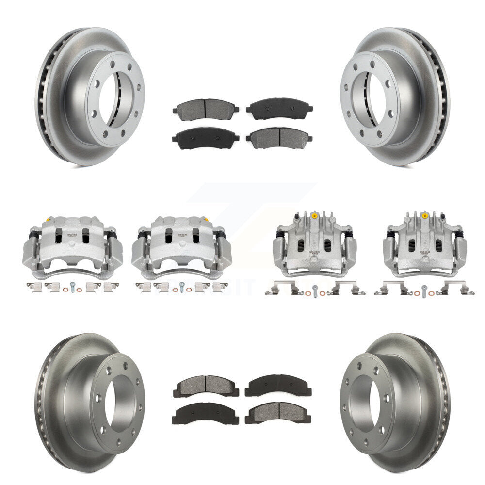 Front Rear Brake Caliper Coat Rotors & Semi-Metallic Pad Kit (10Pc) For Ford F-250 Super KCG-100896S