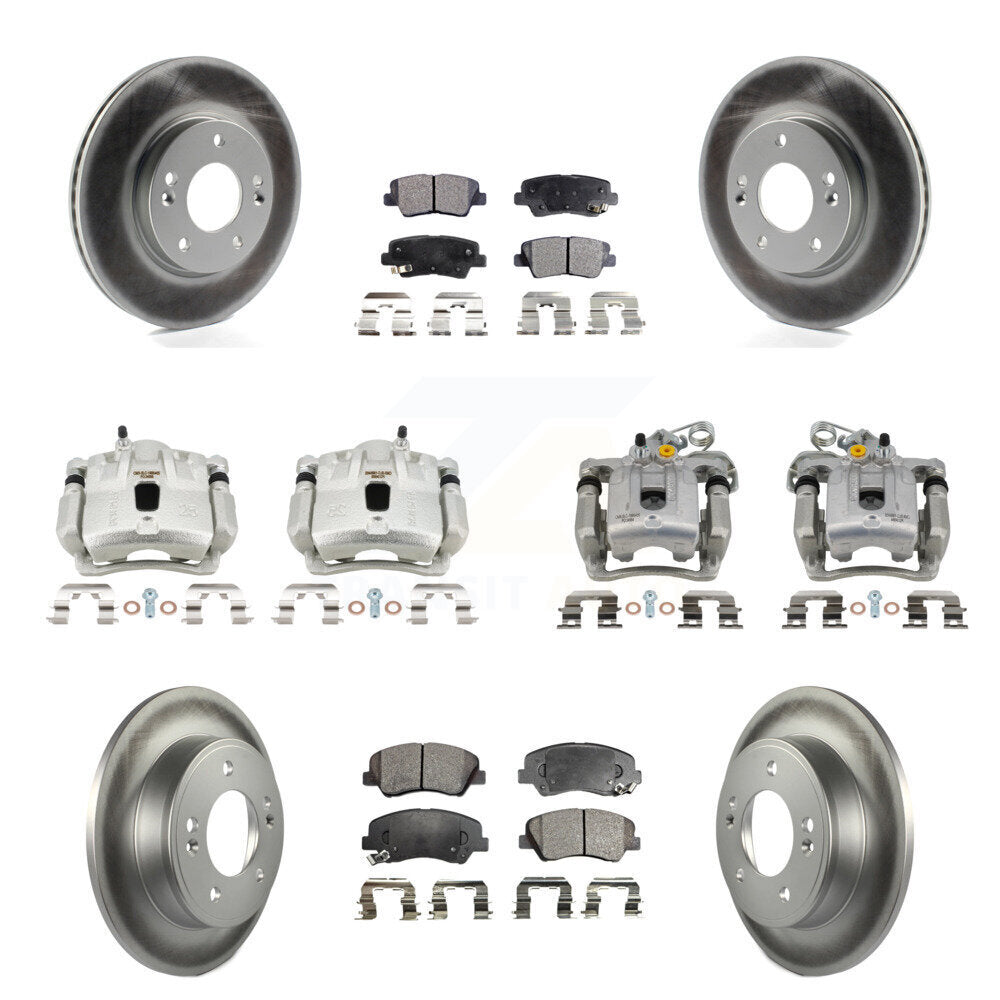 Front Rear Disc Brake Caliper Coat Rotors And Ceramic Pad Kit (10Pc) For Hyundai Elantra KCG-100896T