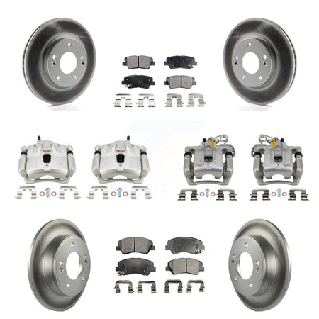 Front Rear Disc Brake Caliper Coat Rotors And Ceramic Pad Kit (10Pc) For Hyundai Elantra KCG-100896T