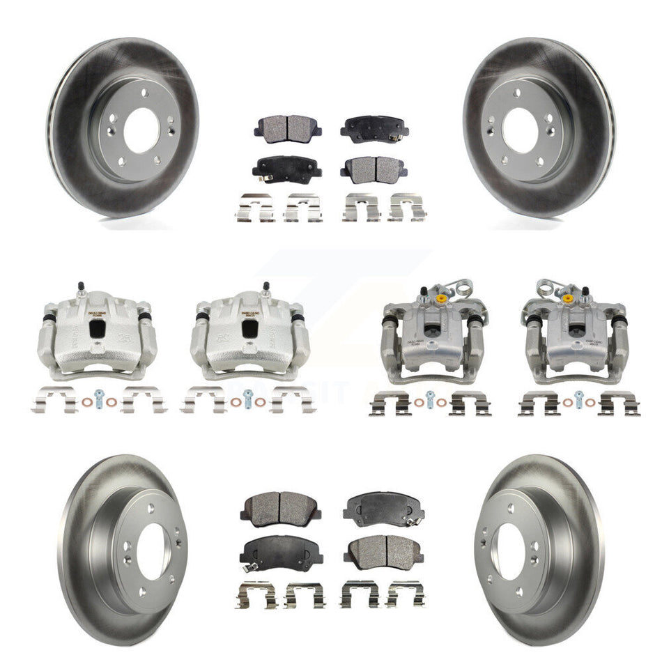 Front Rear Disc Brake Caliper Coat Rotors And Ceramic Pad Kit (10Pc) For Hyundai Elantra KCG-100896T