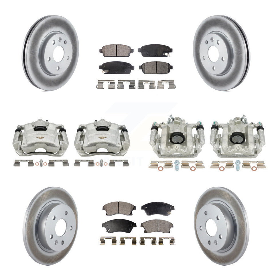 Front Rear Disc Brake Caliper Coated Rotors And Semi-Metallic Pads Kit (10Pc) For Chevrolet Cruze Limited KCG-100897P