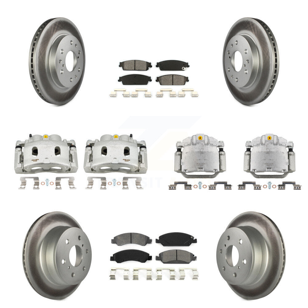 Front Rear Brake Caliper Coat Rotors Semi-Metallic Pad Kit (10Pc) For Chevrolet GMC 1500 KCG-100897S