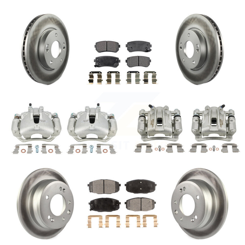 Front Rear Disc Brake Caliper Coat Rotors And Ceramic Pad Kit (10Pc) For Hyundai Elantra KCG-100897T