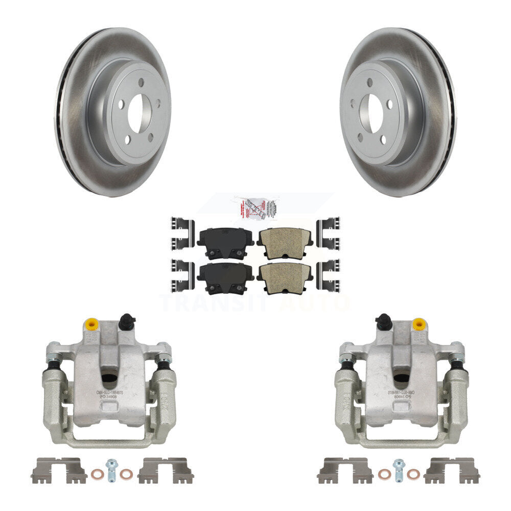 Rear Brake Caliper Coat Rotor & Ceramic Pad Kit For Chrysler 300 Dodge Challenger Magnum KCG-100898N