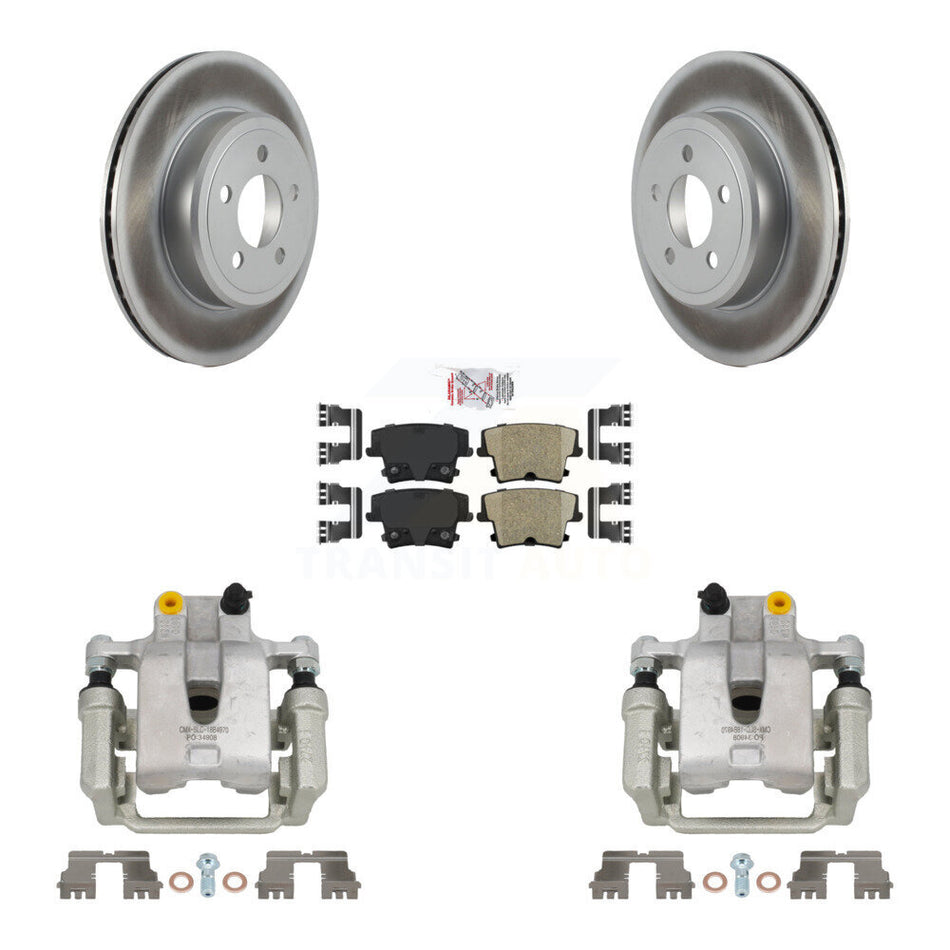 Rear Brake Caliper Coat Rotor & Ceramic Pad Kit For Chrysler 300 Dodge Challenger Magnum KCG-100898N