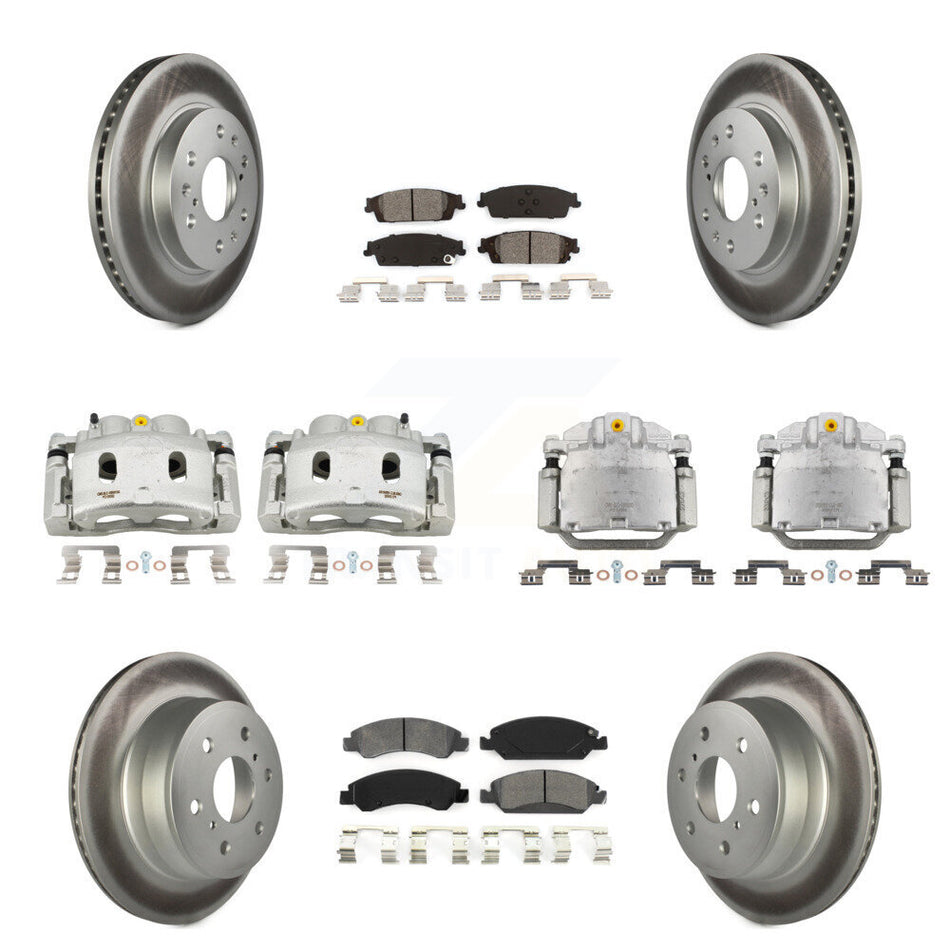Front Rear Brake Caliper Coat Rotors Semi-Metallic Pad Kit (10Pc) For GMC Sierra 1500 XL KCG-100898S