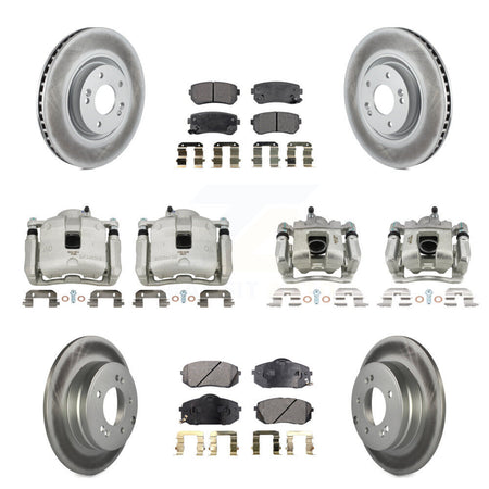 Front Rear Disc Brake Caliper Coated Rotor And Ceramic Pad Kit (10Pc) For Hyundai Tucson KCG-100898T