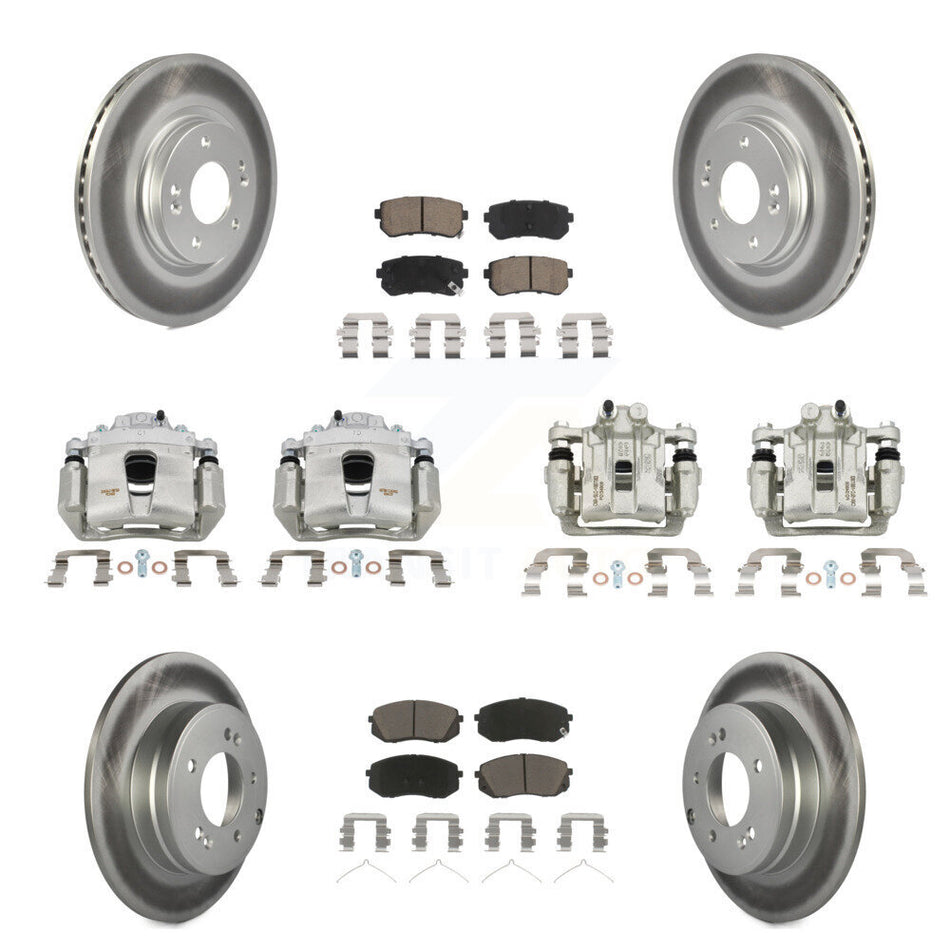Front Rear Disc Brake Caliper Coated Rotors And Ceramic Pads Kit (10Pc) For Kia Optima KCG-100900C
