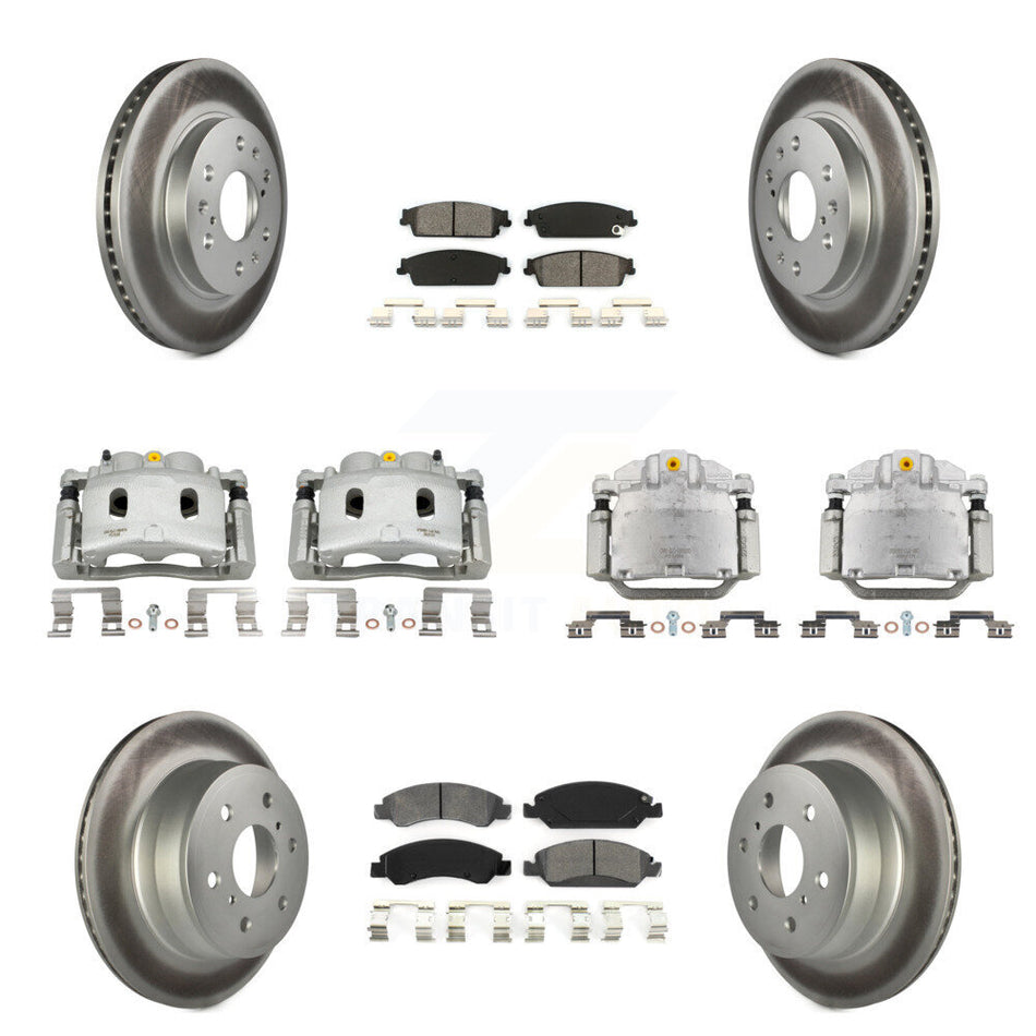 Front Rear Brake Caliper Coat Rotor Semi-Metallic Pad Kit (10Pc) For Chevrolet Silverado KCG-100900S