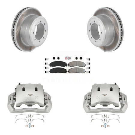 Rear Disc Brake Caliper Coated Rotor And Semi-Metallic Pad Kit For Ford F-450 Super Duty KCG-100901N