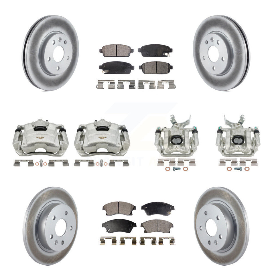 Front Rear Disc Brake Caliper Coated Rotors And Semi-Metallic Pads Kit (10Pc) For Chevrolet Sonic KCG-100902P