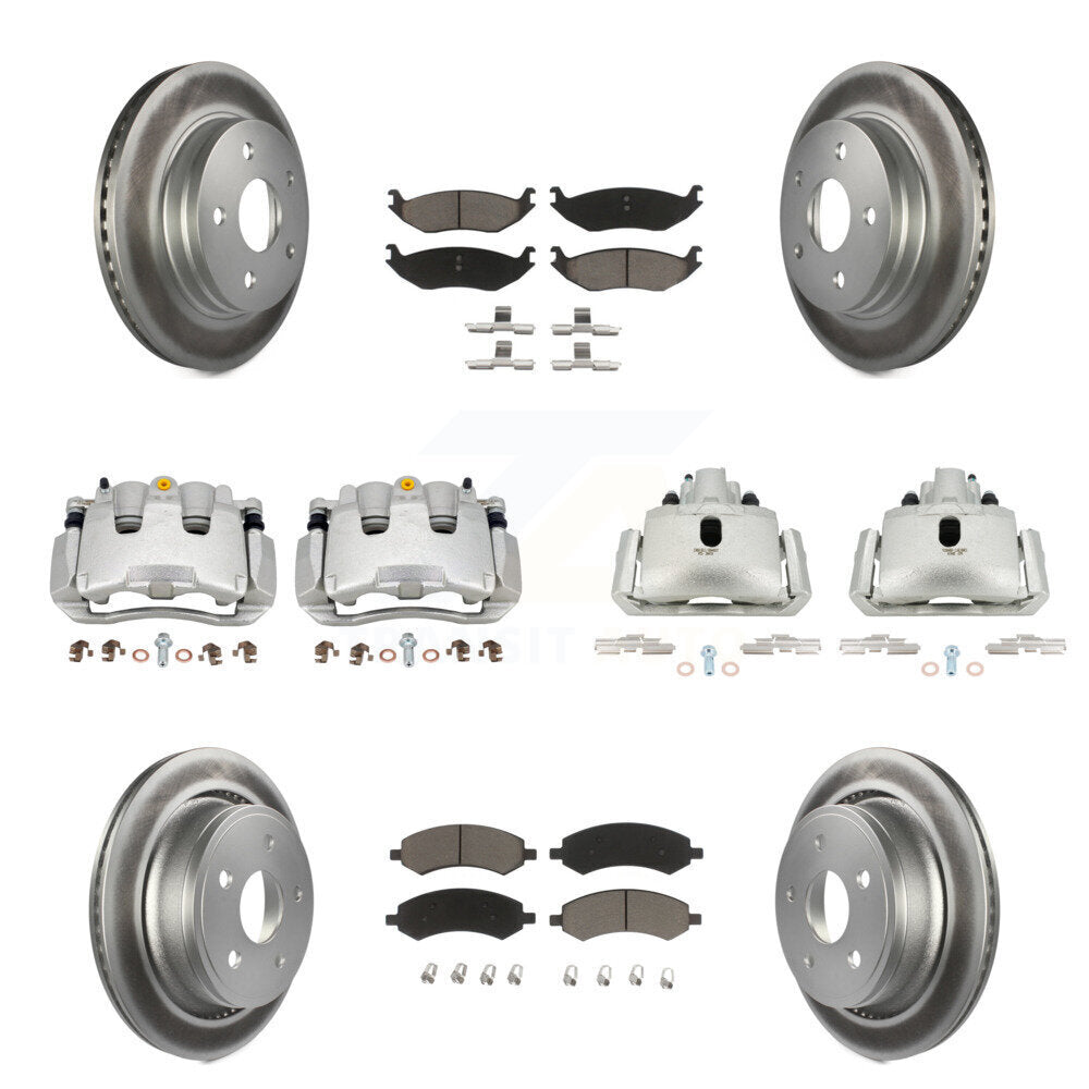 Front Rear Brake Caliper Coat Rotors & Ceramic Pad Kit (10Pc) For Ram 1500 Classic Dodge KCG-100903C