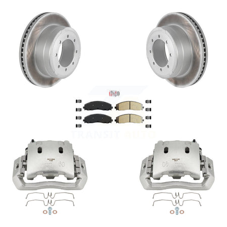 Rear Disc Brake Caliper Coated Rotor And Semi-Metallic Pad Kit For Ford F-450 Super Duty KCG-100904N