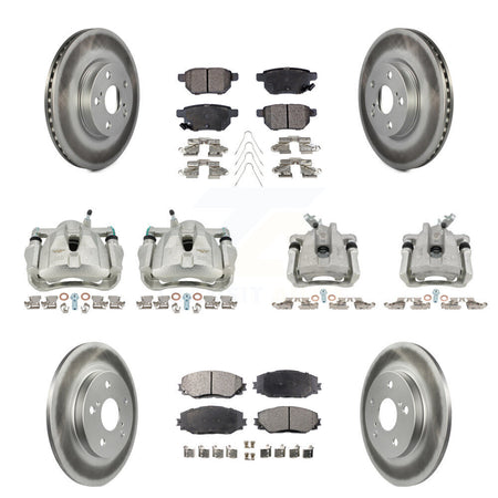 Front Rear Disc Brake Caliper Coat Rotors Semi-Metallic Pad Kit (10Pc) For Toyota Matrix KCG-100904P