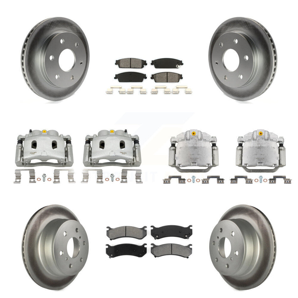 Front Rear Disc Brake Caliper Coated Rotors And Semi-Metallic Pads Kit (10Pc) For KCG-100904S