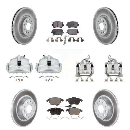 Front Rear Brake Caliper Coat Rotor Ceramic Pad Kit (10Pc) For 08 Volkswagen Passat 2.0L KCG-100904T