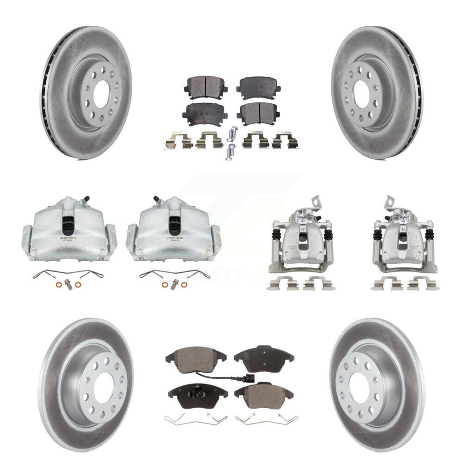 Front Rear Brake Caliper Coat Rotor Ceramic Pad Kit (10Pc) For 08 Volkswagen Passat 2.0L KCG-100904T