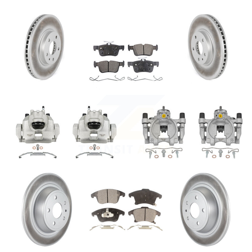 Front Rear Brake Caliper Coat Rotor Semi-Metallic Pad Kit (10Pc) For Ford Fusion Lincoln KCG-100905P