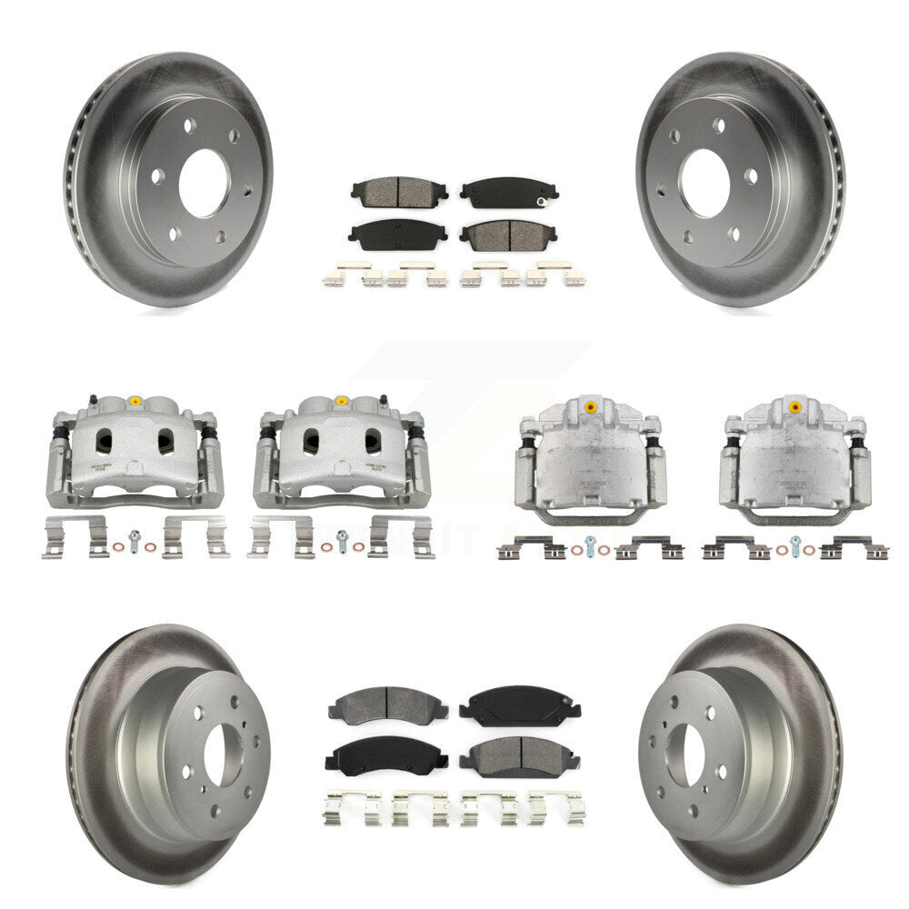 Front Rear Brake Caliper Coat Rotor And Semi-Metallic Pad Kit (10Pc) For GMC Sierra 1500 KCG-100905S