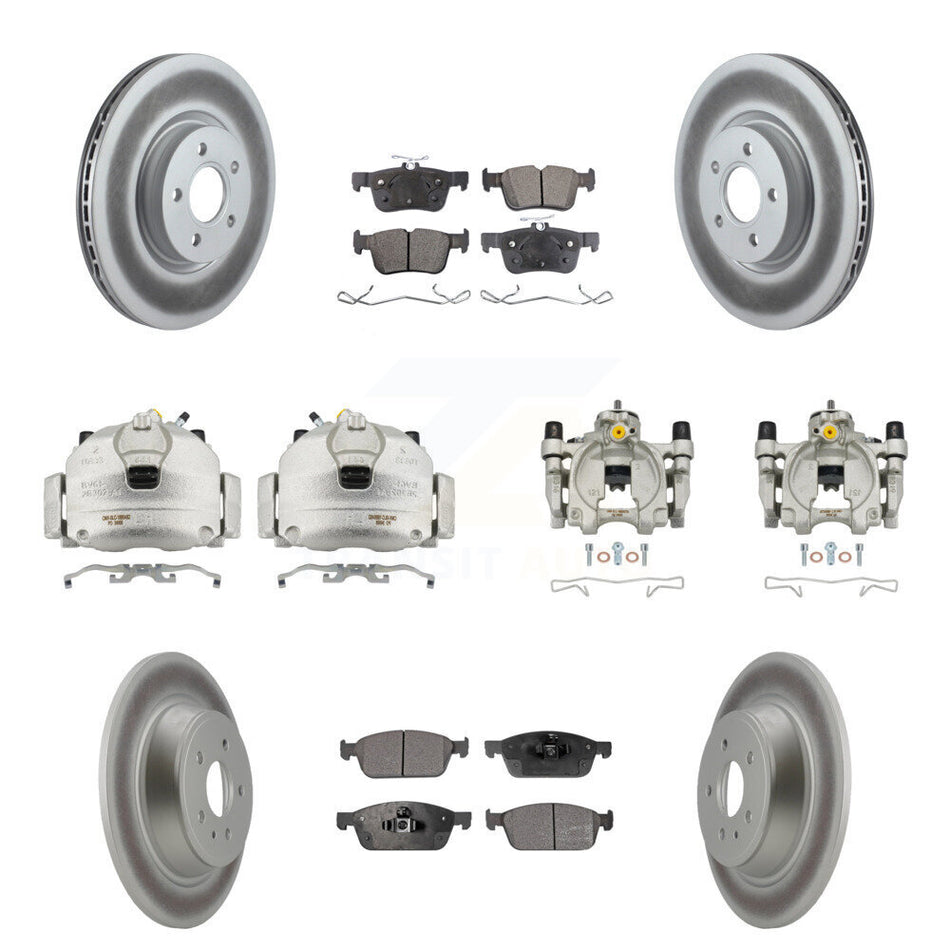 Front Rear Brake Caliper Coat Rotor Semi-Metallic Pad Kit (10Pc) For Ford Escape Lincoln KCG-100906P