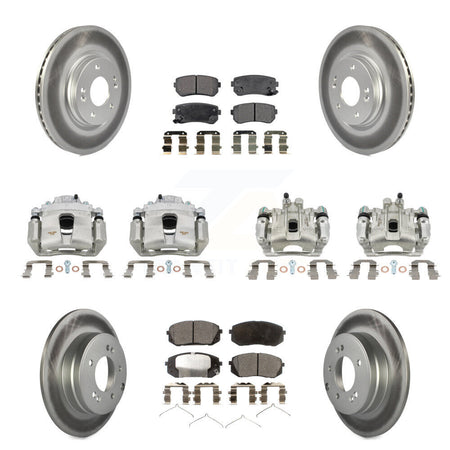 Front Rear Disc Brake Caliper Coated Rotor And Ceramic Pad Kit (10Pc) For Hyundai Sonata KCG-100906T