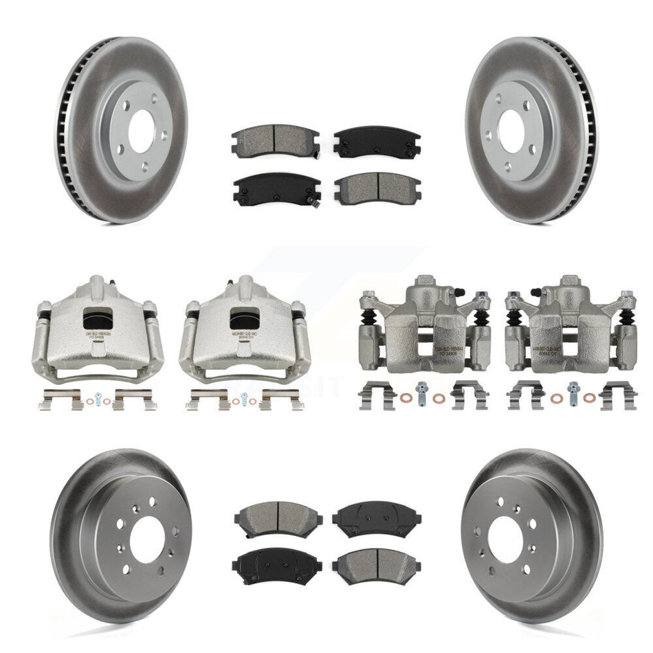 Front Rear Brake Caliper Coat Rotors & Semi-Metallic Pad Kit (10Pc) For Chevrolet Impala KCG-100907S